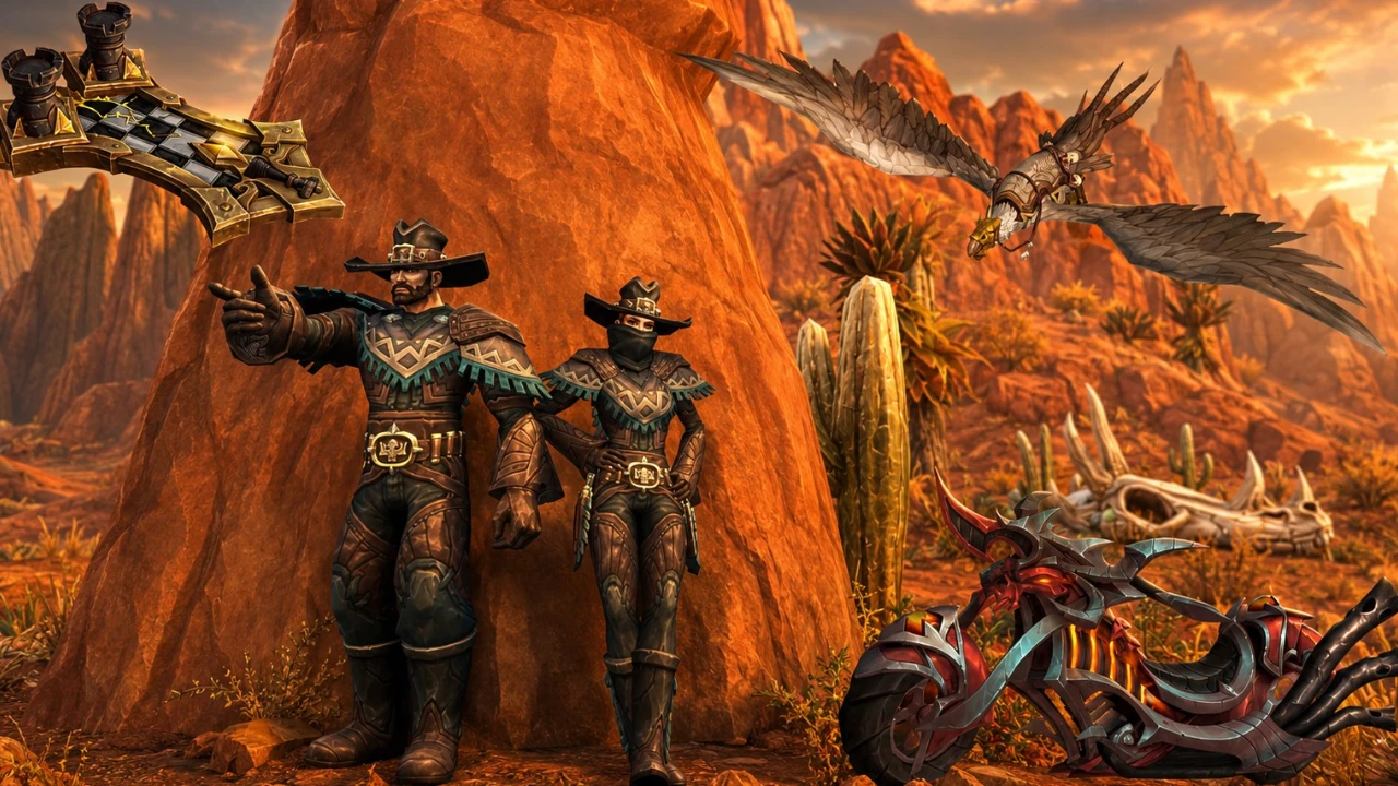 WoW August 2026 Trading Post Rewards - Showdown Theme, Mounts and Midnight Outlaw Set WoW August 2026 Trading Post Rewards - Showdown Theme, Mounts and Midnight Outlaw Set